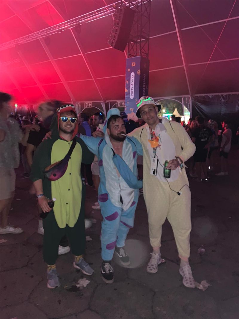 Fam members in onesies at Sziget - Onesie Day tradition